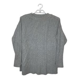 J. Crew Gray Cable Knit Crewneck Sweater